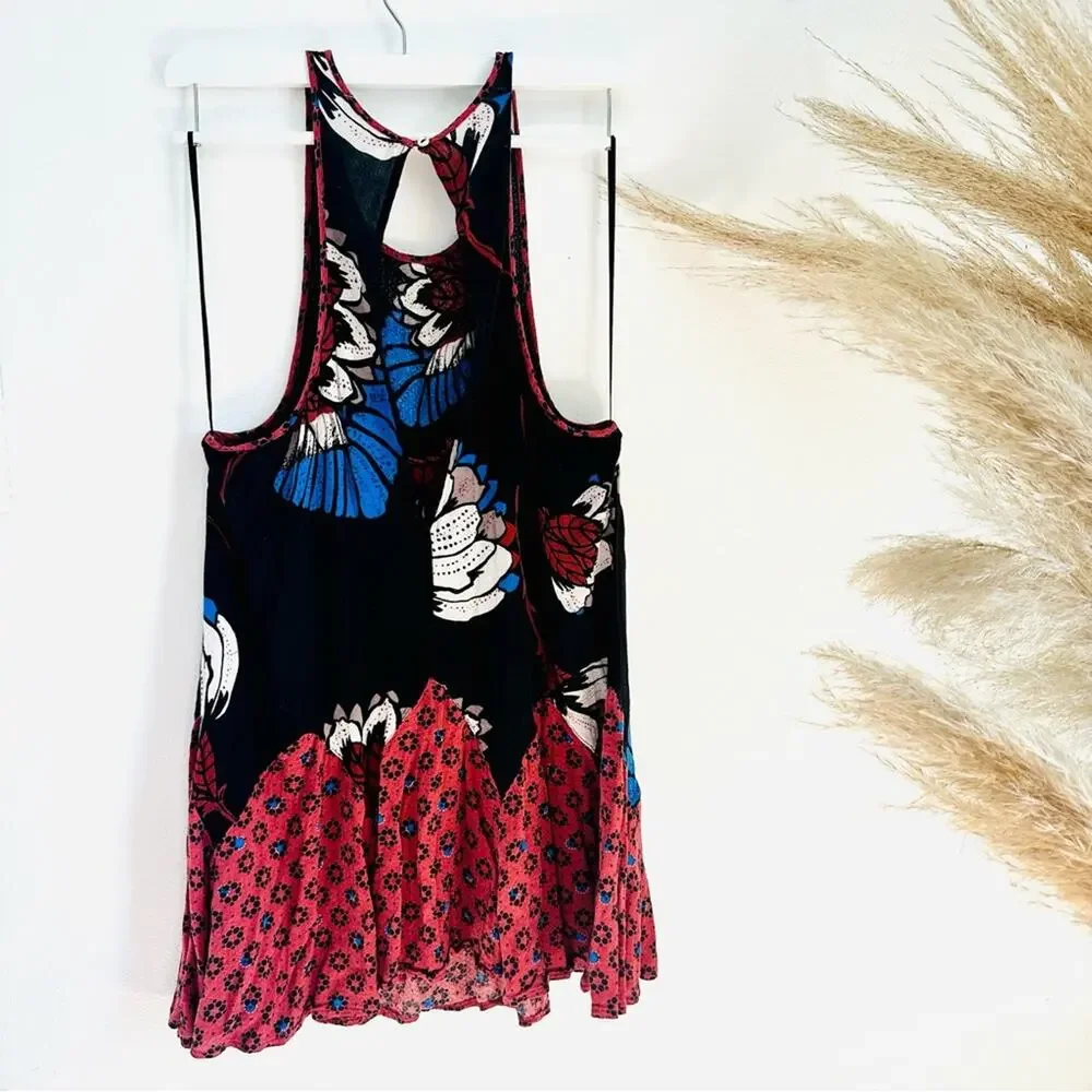 FP FREE PEOPLE INTIMATELY Black Red White Blue Tank Top Mini Slip Dress Tunic S